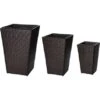 Gartenfreude Pflanzkübel Polyrattan Bicolour Braun Größe XL 3er-Set -Pola Pflanz Geschaft 159854 4655