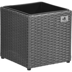 Gartenfreude Pflanzkübel Polyrattan 28 Cm X 28 Cm Grau