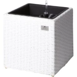Gartenfreude Pflanzkübel Polyrattan 36 Cm X 36 Cm Weiß