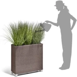 Gartenfreude Raumteiler Pflanzkübel Polyrattan 76 Cm X 26 Cm Mocca Mit Alu-Füßen -Pola Pflanz Geschaft 160207 4655 5