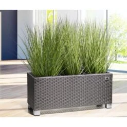 Gartenfreude Pflanzkübel Polyrattan 78 Cm X 27 Cm Grau -Pola Pflanz Geschaft 160235 4655 4