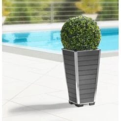 Gartenfreude Pflanzgefäß WPC Konisch 27 Cm X 27 Cm X 53 Cm Anthrazit -Pola Pflanz Geschaft 160289 4655 pt01