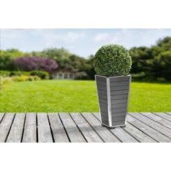 Gartenfreude Pflanzgefäß WPC Konisch 27 Cm X 27 Cm X 53 Cm Anthrazit -Pola Pflanz Geschaft 160289 4655 pt02