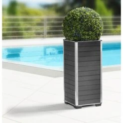 Gartenfreude Pflanzgefäß WPC Eckig 27 Cm X 27 Cm X 59 Cm Anthrazit -Pola Pflanz Geschaft 160312 4655 pt 01