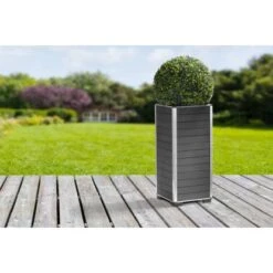 Gartenfreude Pflanzgefäß WPC Eckig 27 Cm X 27 Cm X 59 Cm Anthrazit -Pola Pflanz Geschaft 160312 4655 pt 02