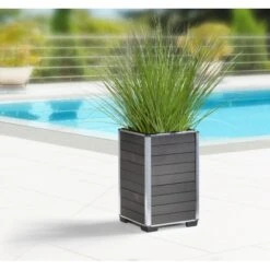 Gartenfreude Pflanzgefäß WPC Eckig 27 Cm X 27 Cm X 44 Cm Anthrazit -Pola Pflanz Geschaft 160316 4655 pt 01