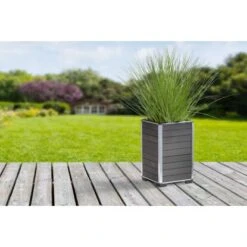 Gartenfreude Pflanzgefäß WPC Eckig 27 Cm X 27 Cm X 44 Cm Anthrazit -Pola Pflanz Geschaft 160316 4655 pt 02