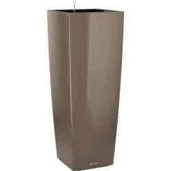Lechuza Pflanzgefäß Cubico Alto Premium 40 Cm X 40 Cm Taupe Hochglanz