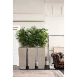 Lechuza Pflanzgefäß Cubico Alto Premium 40 Cm X 40 Cm Taupe Hochglanz -Pola Pflanz Geschaft 261659 4186 4