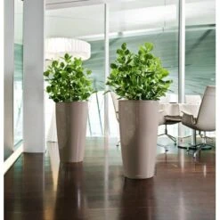 Lechuza Pflanzgefäß Rondo Premium Ø 33 Cm X 56 Cm Taupe Hochglanz -Pola Pflanz Geschaft 261960 4186 4