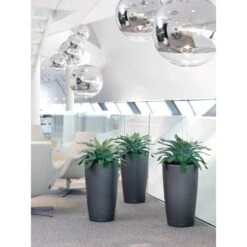 Lechuza Pflanzgefäß Rondo Premium Ø 40 Cm X 75 Cm Anthrazit Metallic -Pola Pflanz Geschaft 261963 4186 5