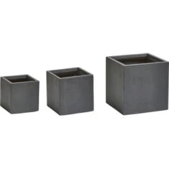 Gartenfreude Pflanzkübel 3er-Set Mittel Anthrazit