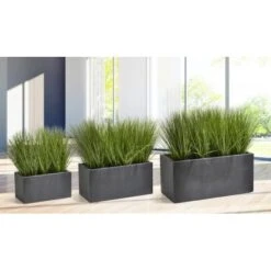 Gartenfreude Pflanzkübel 3er-Set Groß Anthrazit -Pola Pflanz Geschaft 4251083904235 4655 4