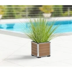 Gartenfreude Pflanzgefäß WPC Eckig Hellbraun -Pola Pflanz Geschaft 4251083905409 4655 04