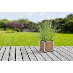 Gartenfreude Pflanzgefäß WPC Eckig Hellbraun -Pola Pflanz Geschaft 4251083905409 4655 05