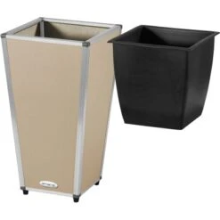 Amare Blumentopf Pur Fiberglas Design 28 Cm X 28 Cm X 51 Cm Beige -Pola Pflanz Geschaft 4251083908196 4655 3