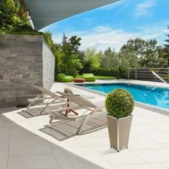 Amare Blumentopf Pur Fiberglas Design 28 Cm X 28 Cm X 51 Cm Beige -Pola Pflanz Geschaft 4251083908196 4655 9