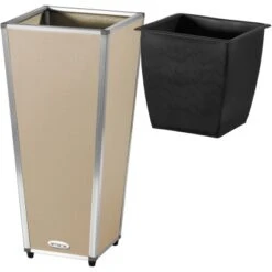 Amare Blumentopf Pur Fiberglas Design 28 Cm X 28 Cm X 61 Cm Beige -Pola Pflanz Geschaft 4251083908233 4655 3