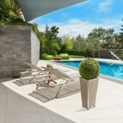 Amare Blumentopf Pur Fiberglas Design 28 Cm X 28 Cm X 61 Cm Beige -Pola Pflanz Geschaft 4251083908233 4655 9