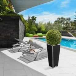 Amare Blumentopf Pur Fiberglas Design 33 Cm X 33 Cm X 76 Cm Schwarz -Pola Pflanz Geschaft 4251083908240 4655 9