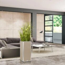 Amare Blumentopf Pur Fiberglas Design 33 Cm X 33 Cm X 76 Cm Beige -Pola Pflanz Geschaft 4251083908394 4655 7