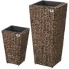 Gartenfreude Pflanzkübel Set Wasserhyaz. 38 X 38 X 77 Cm + 28 X 28 X 43 Cm Braun -Pola Pflanz Geschaft 4251083910441 4655 1