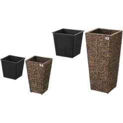 Gartenfreude Pflanzkübel Set Wasserhyaz. 38 X 38 X 77 Cm + 28 X 28 X 43 Cm Braun -Pola Pflanz Geschaft 4251083910441 4655 4
