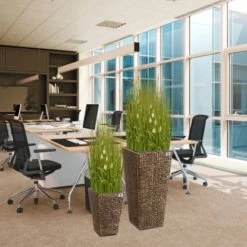 Gartenfreude Pflanzkübel Set Wasserhyaz. 38 X 38 X 77 Cm + 28 X 28 X 43 Cm Braun -Pola Pflanz Geschaft 4251083910441 4655 6