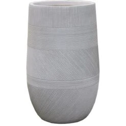 Vase Varying Stripes Fibre-Clay Ø 24 Cm X 39 Cm Antikweiß