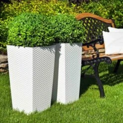 Siena Garden Pflanzgefäß Modern Paris Weiß 25x25x46,5 Cm -Pola Pflanz Geschaft 8630352 1346 6