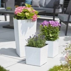 Siena Garden Pflanzgefäß Modern Nizza Weiß 30x30x57,0 Cm -Pola Pflanz Geschaft 8630683 1346 6