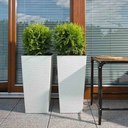 Siena Garden Pflanzgefäß Modern Nizza Weiß 35x35x68,0 Cm 6 Siena Garden Pflanzgefäß Modern Nizza Weiß 35x35x68,0 Cm – Bild 4